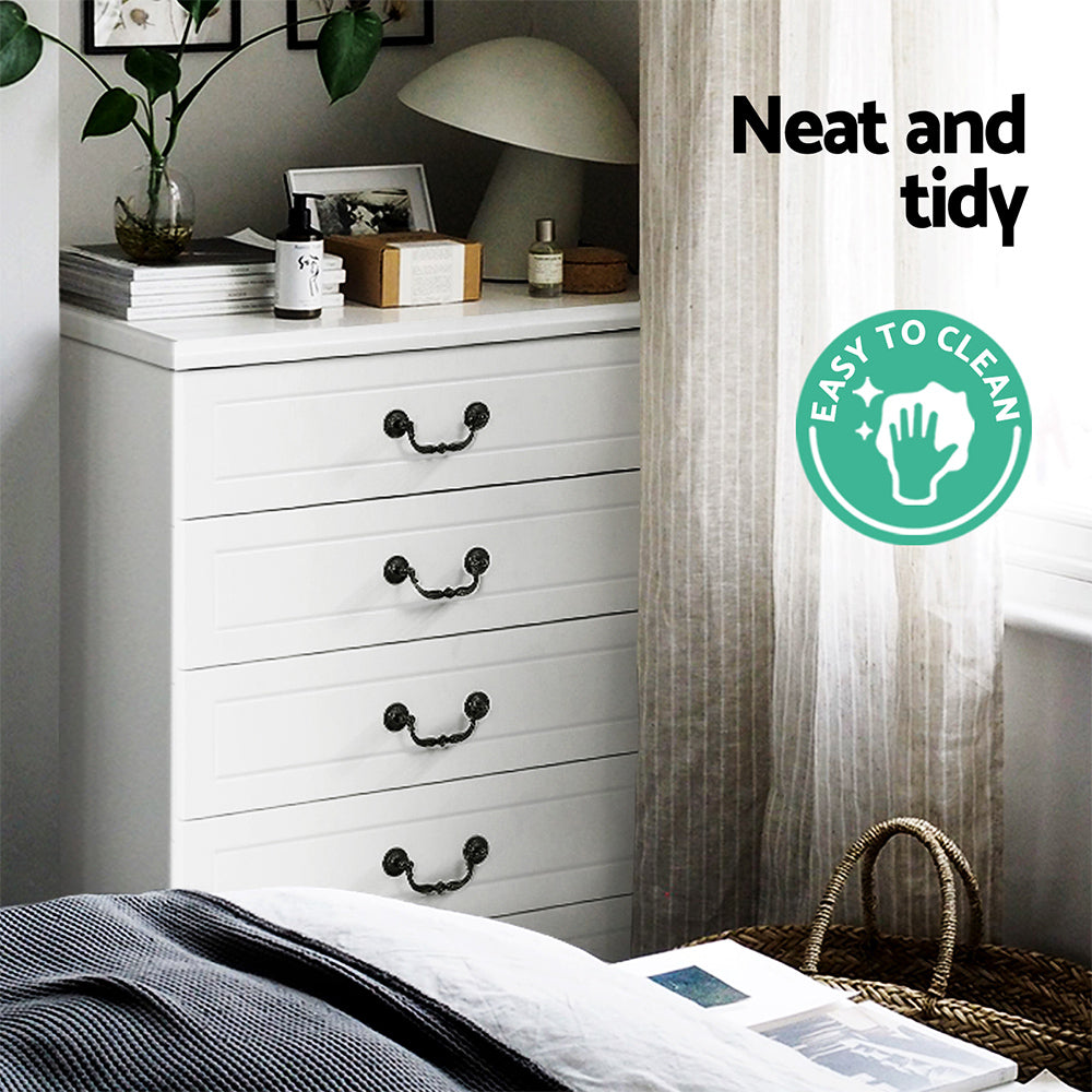 French Provincial Style Tallboy Dresser Chest of Drawers - White - Homecoze