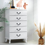 French Provincial Style Tallboy Dresser Chest of Drawers - White - Homecoze