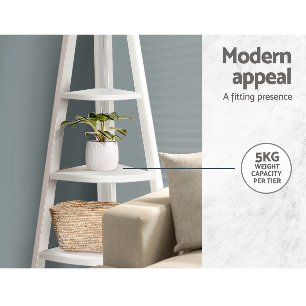 5 Tier Corner Ladder Bookshelf - Homecoze