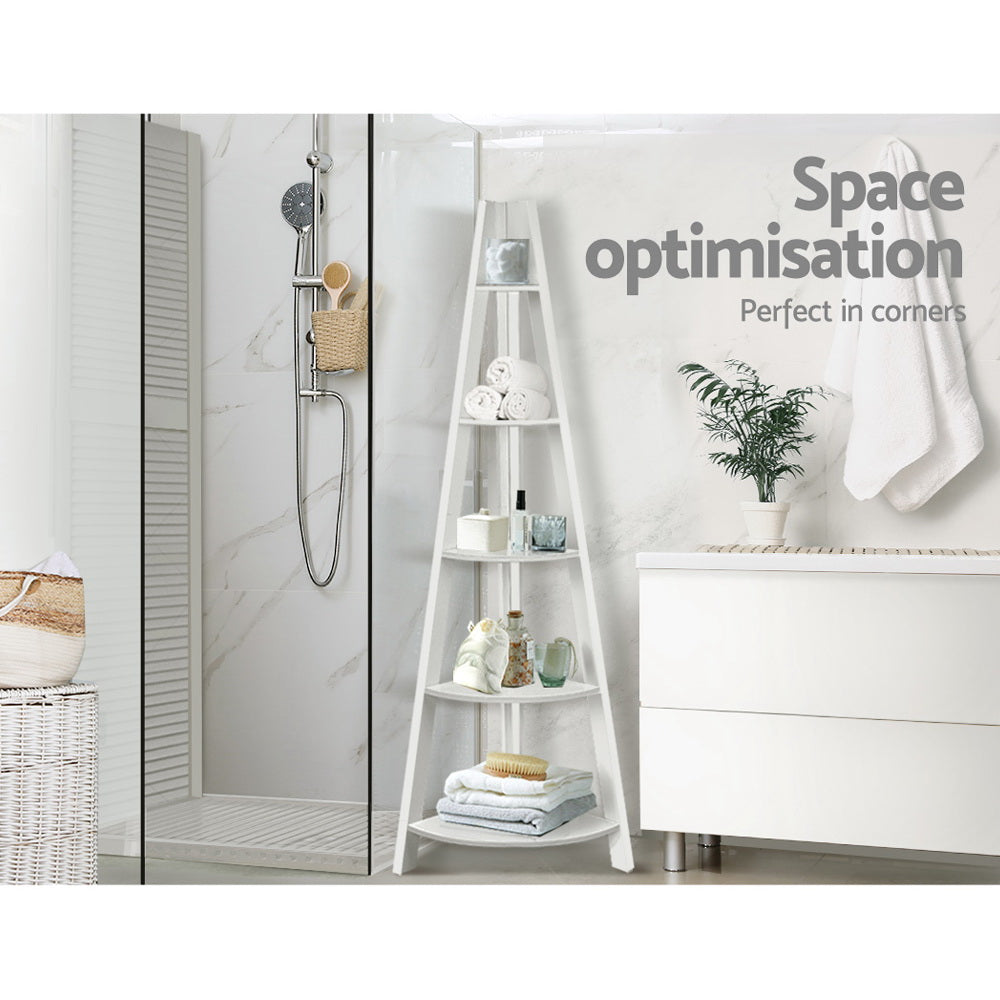 5 Tier Corner Ladder Bookshelf - Homecoze