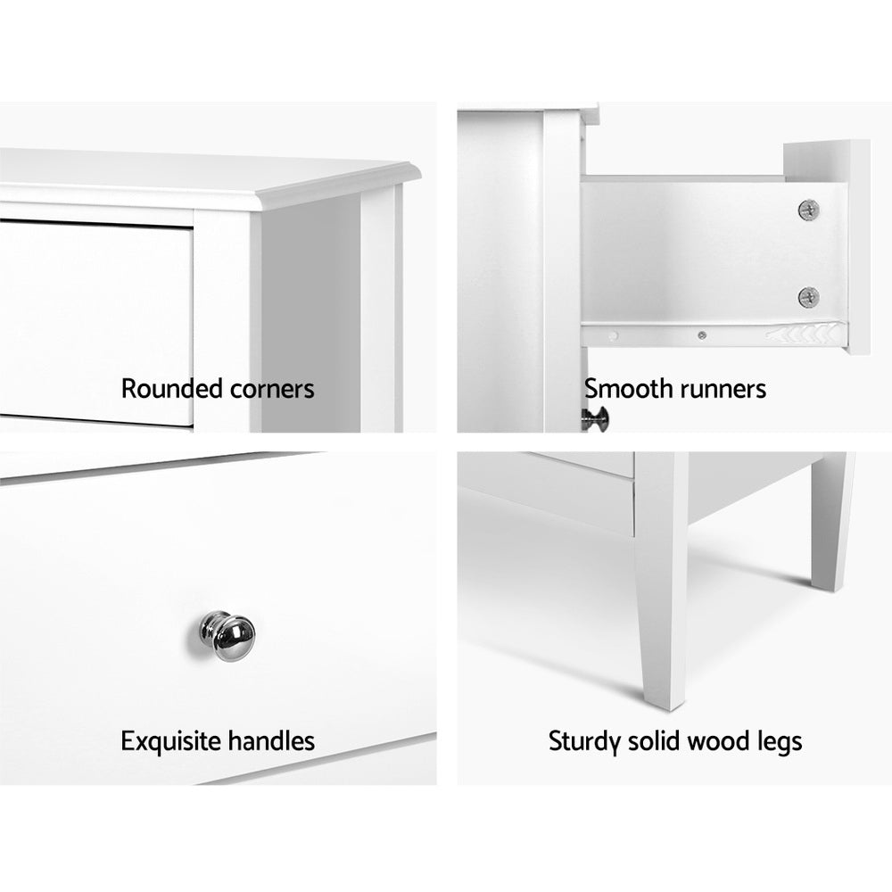 3 Drawer Classic Chest of Drawers Dresser - White - Homecoze