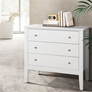 3 Drawer Classic Chest of Drawers Dresser - White - Homecoze