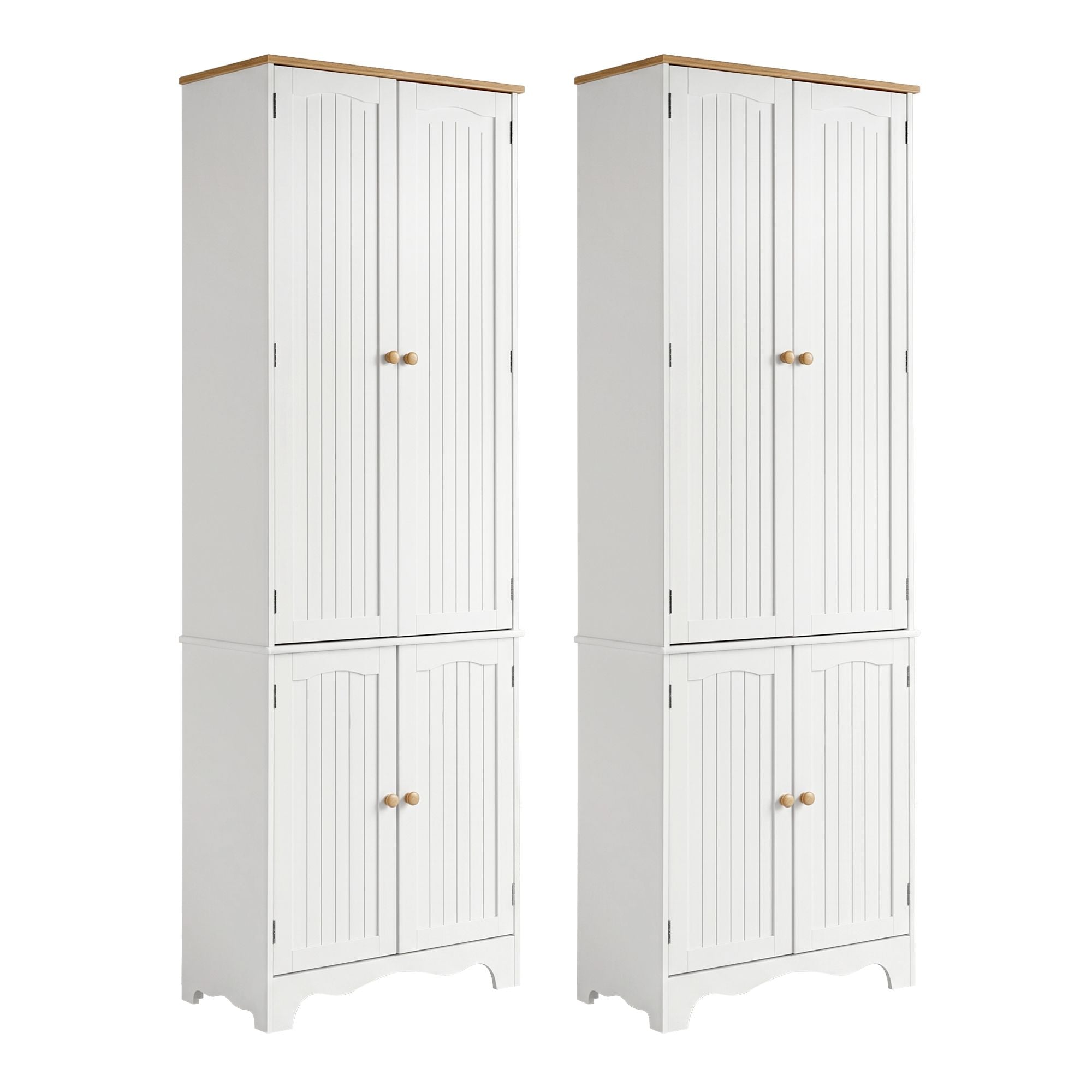 Eleanor (Set of 2) Linen & Pantry Storage Cabinets - White
