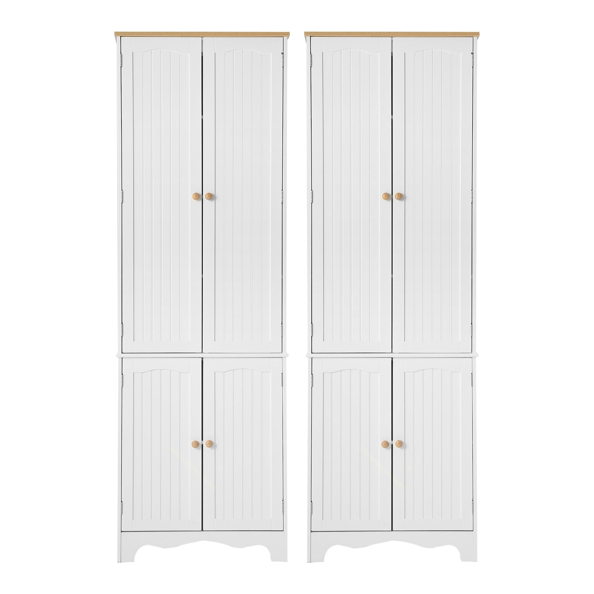 Eleanor (Set of 2) Linen & Pantry Storage Cabinets - White