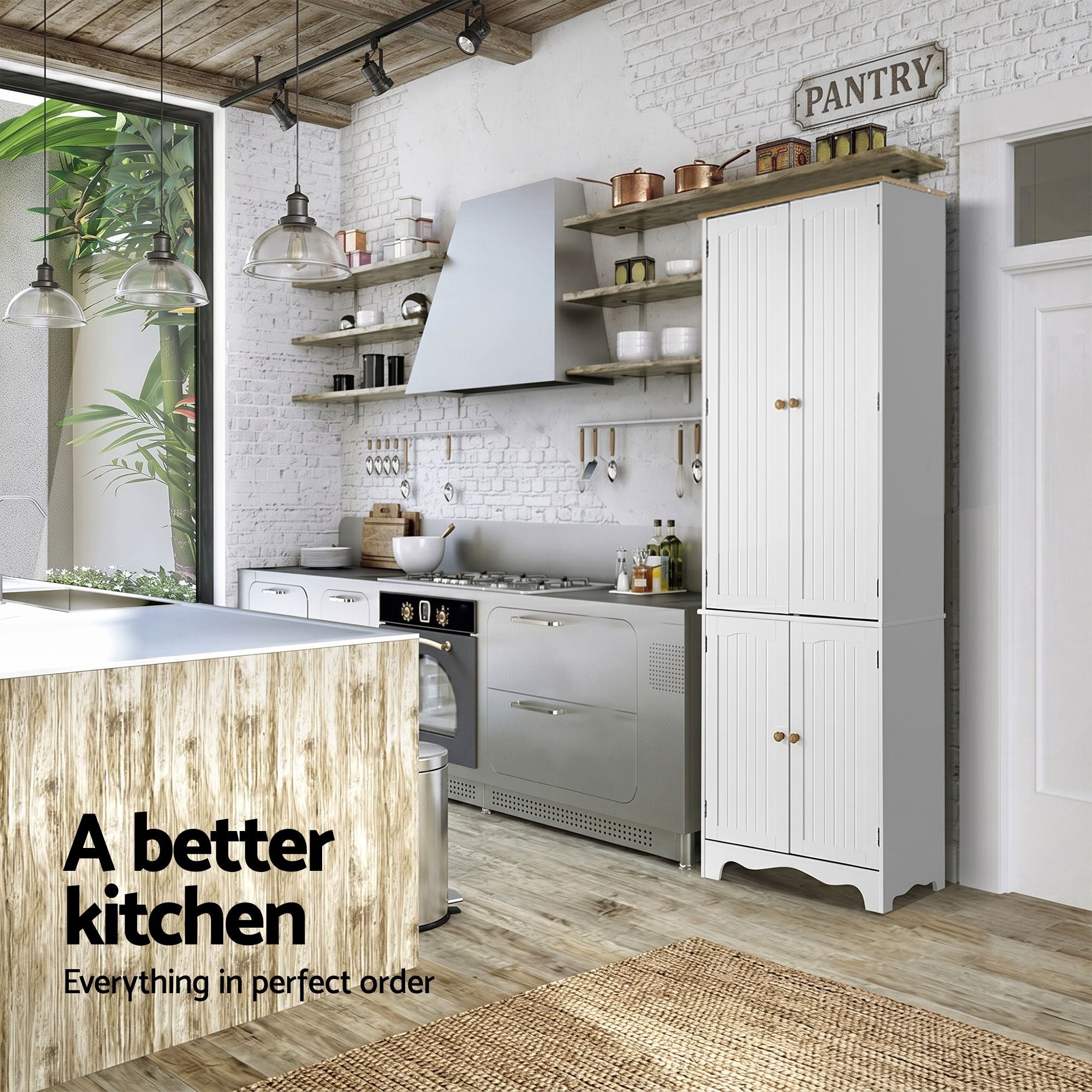 Eleanor (Set of 2) Linen & Pantry Storage Cabinets - White
