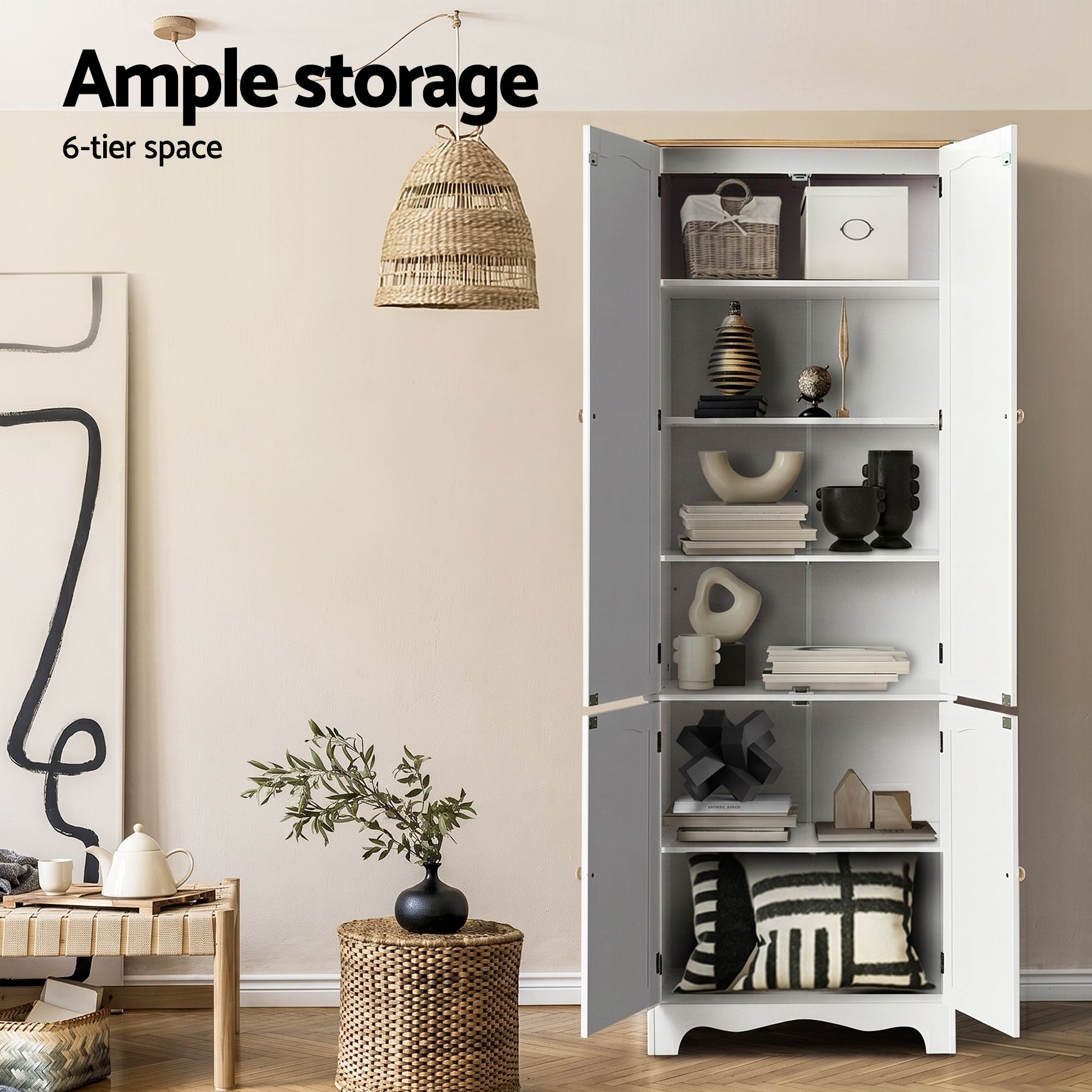 Eleanor (Set of 2) Linen & Pantry Storage Cabinets - White