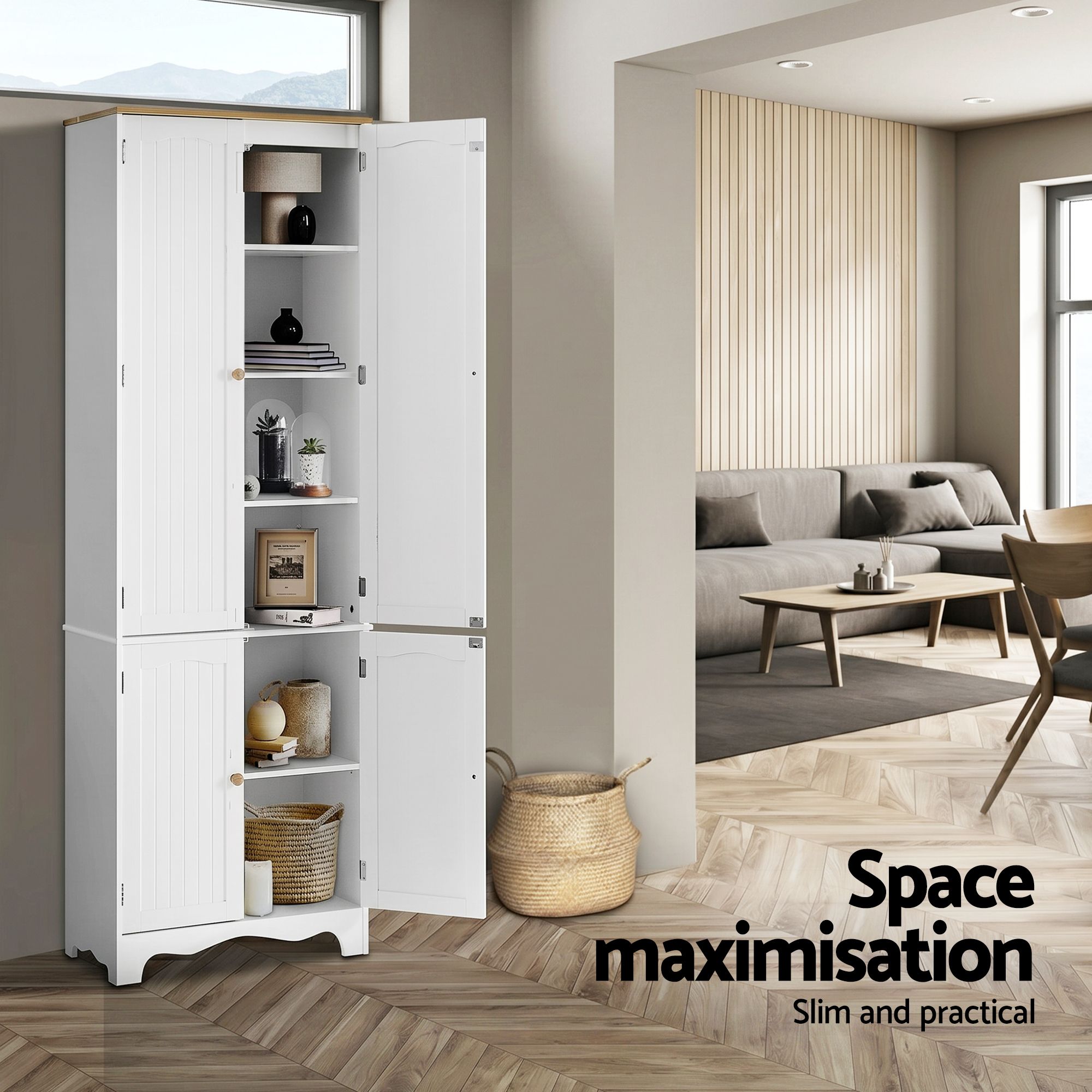 Eleanor (Set of 2) Linen & Pantry Storage Cabinets - White