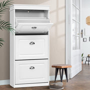 12 Pairs Shoe Cabinet Storage Rack Organiser Cupboard - White - Homecoze