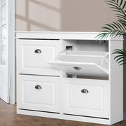 24 Pairs Shoe Cabinet Rack Organiser Storage Cupboard - White - Homecoze