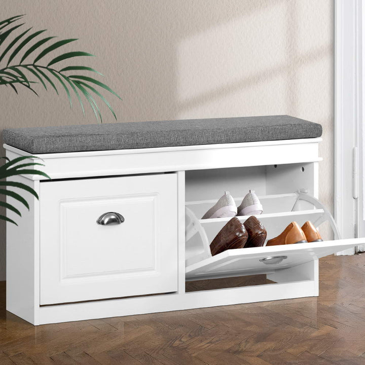 Shoe Cabinet Storage Bench - White Homecoze