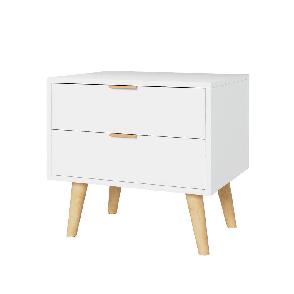 Artiss Bedside Table 2 Drawers - White - Homecoze