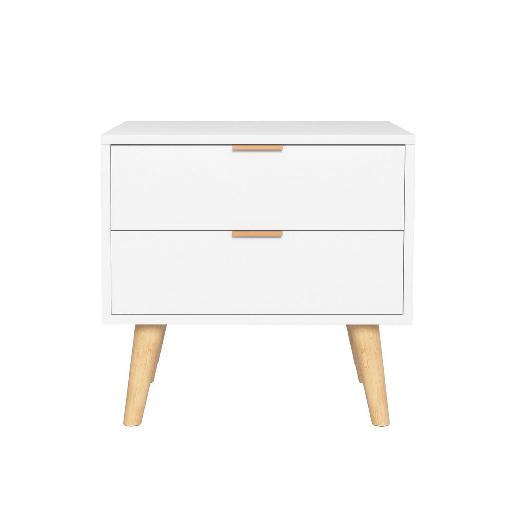 Artiss Bedside Table 2 Drawers - White - Homecoze