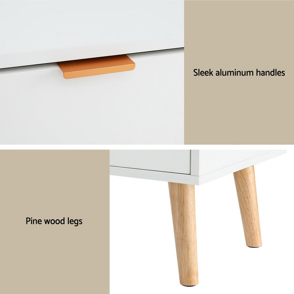 Artiss Bedside Table 2 Drawers - White - Homecoze