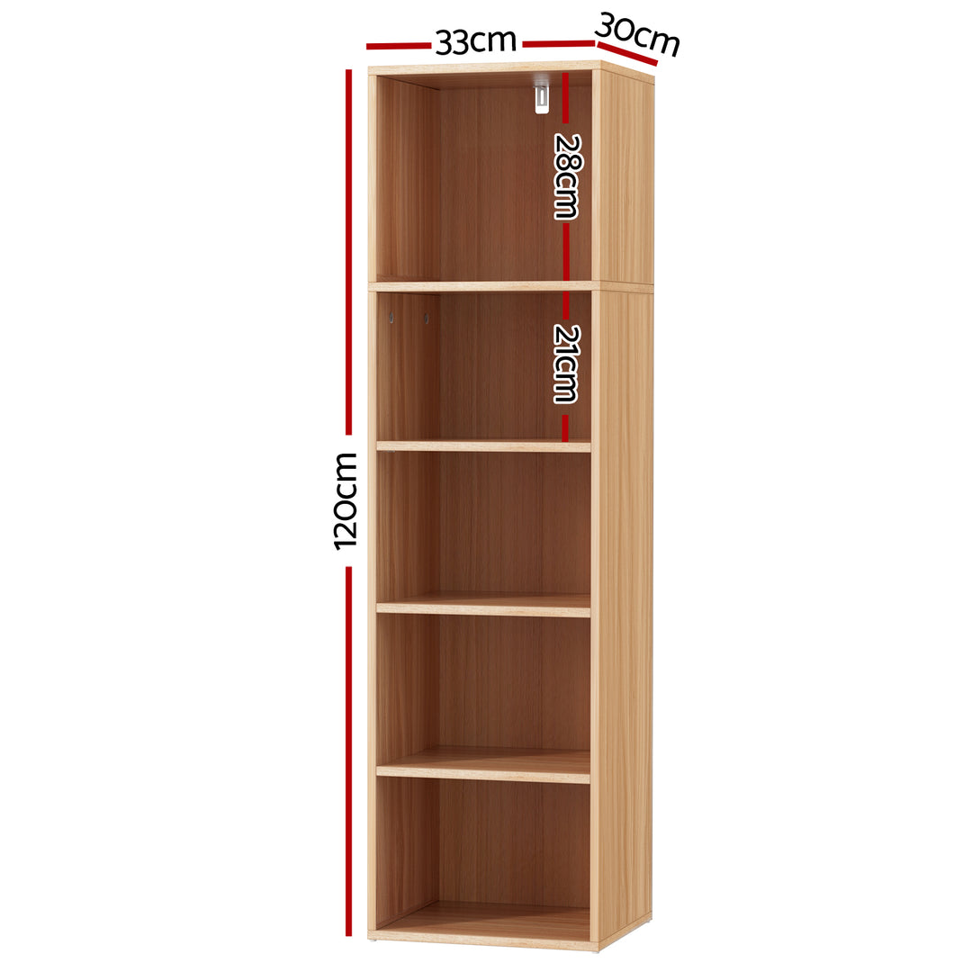 5-Tier Display Bookshelf - Pine - Homecoze
