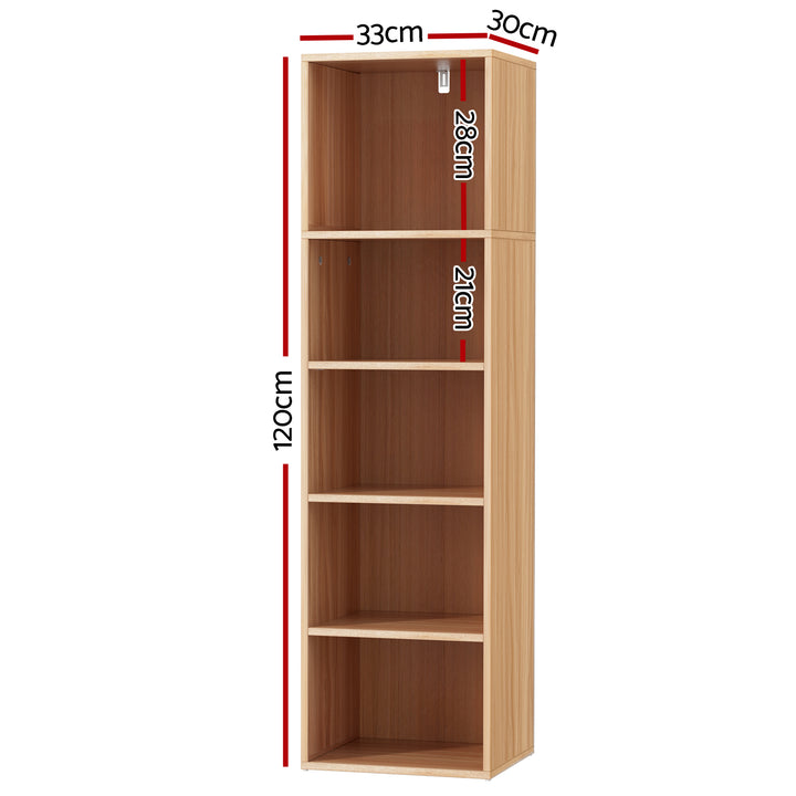 5-Tier Display Bookshelf - Pine - Homecoze