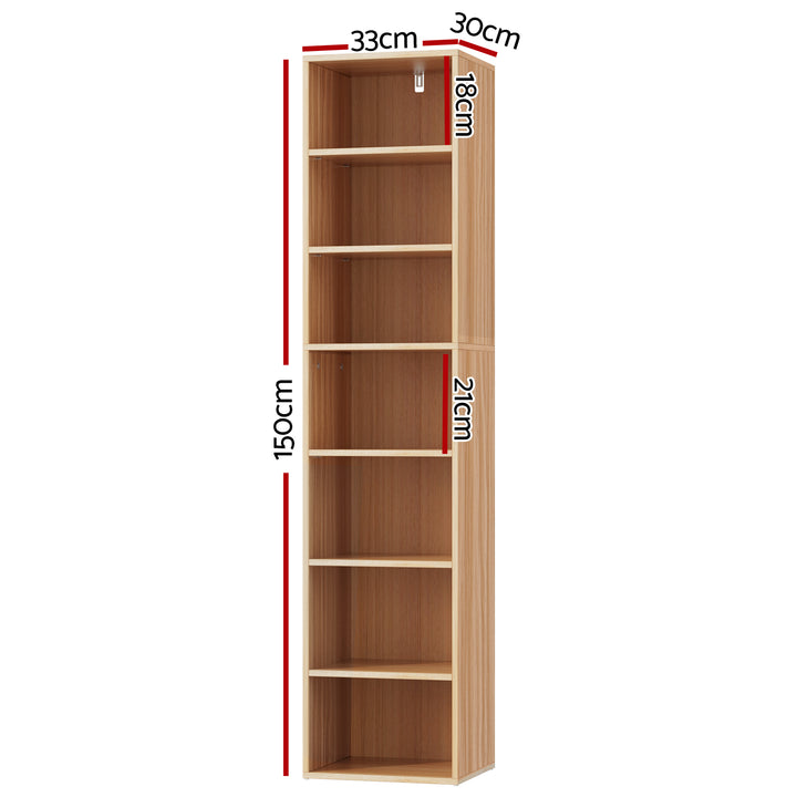 7-Tier Display Bookshelf - Pine - Homecoze