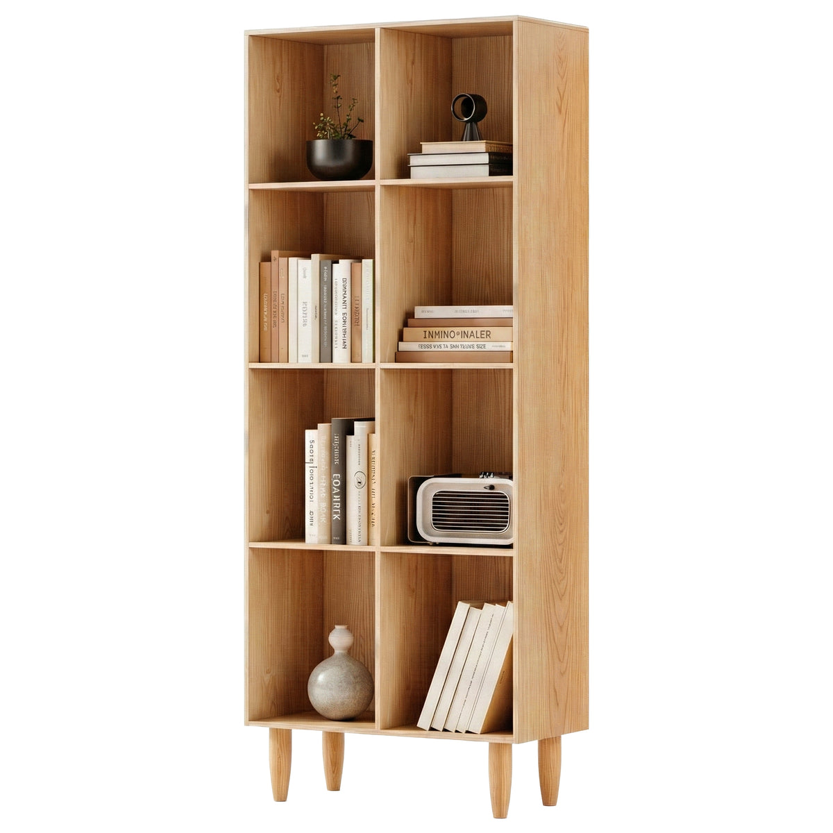 4-Tier Multi-Compartment Bookshelf – Pine