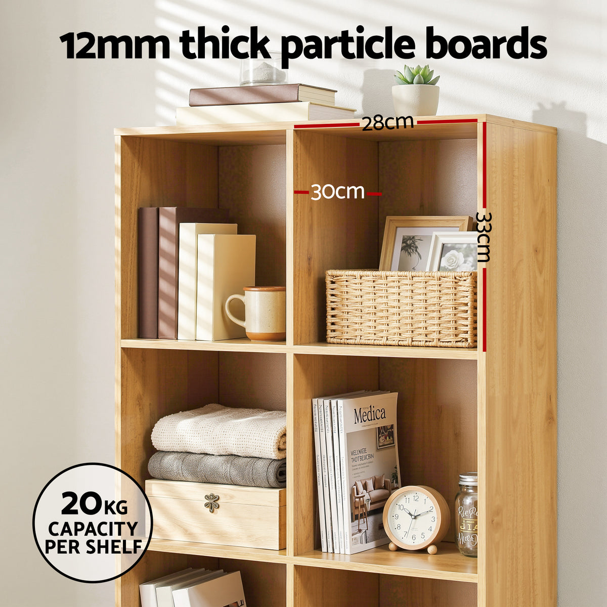 4-Tier Multi-Compartment Bookshelf – Pine
