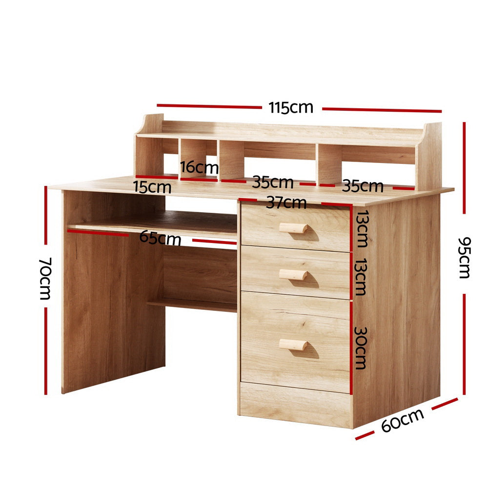 Home Office Compact Storage Study Desk - Oak - Homecoze