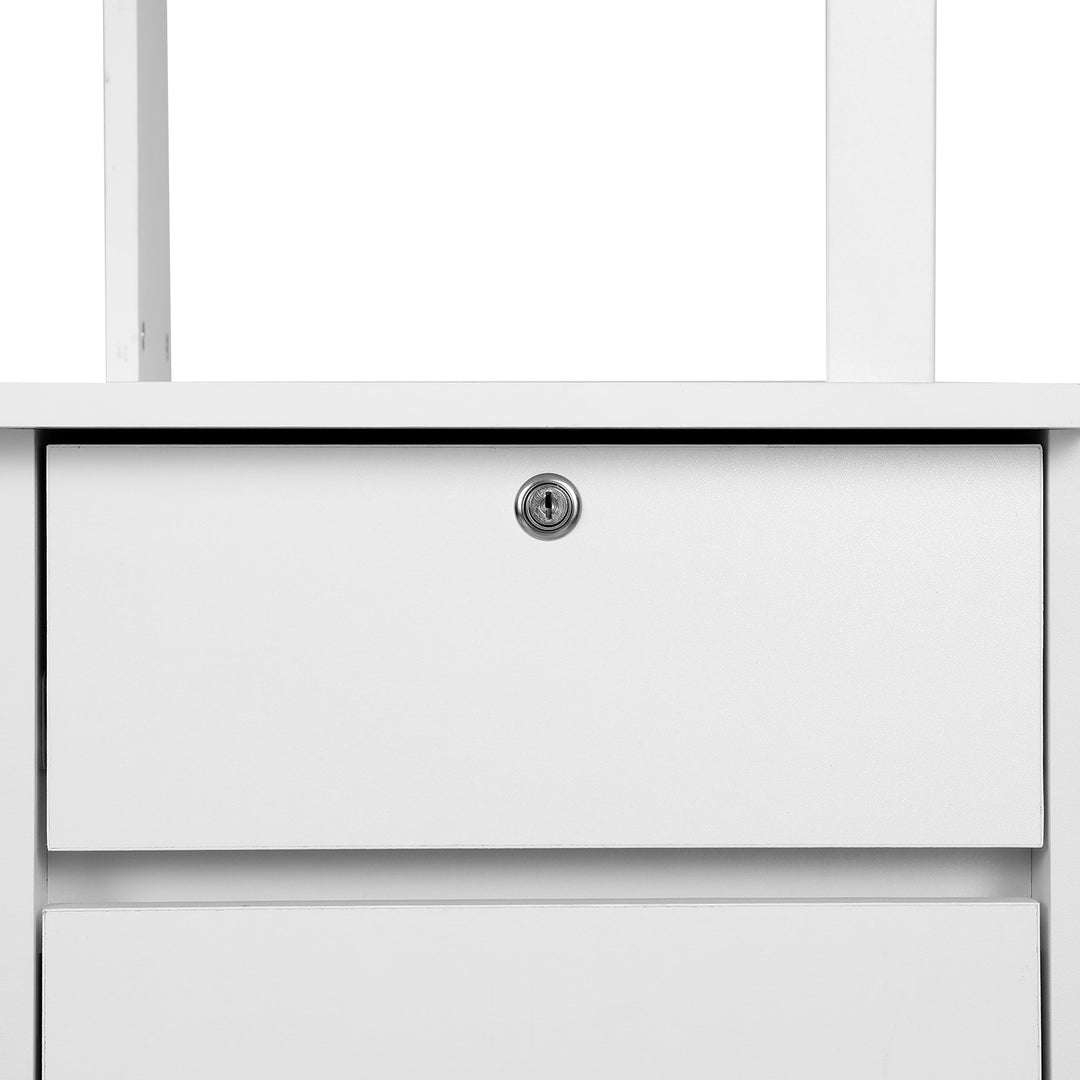 Computer Desk Office Study Table with Storage Cabinet - White - Homecoze