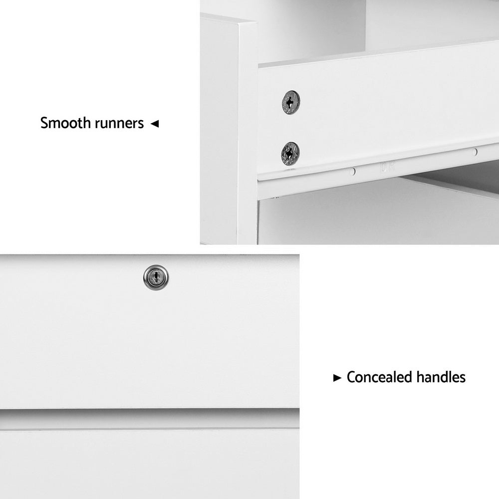 Computer Desk Office Study Table with Storage Cabinet - White - Homecoze