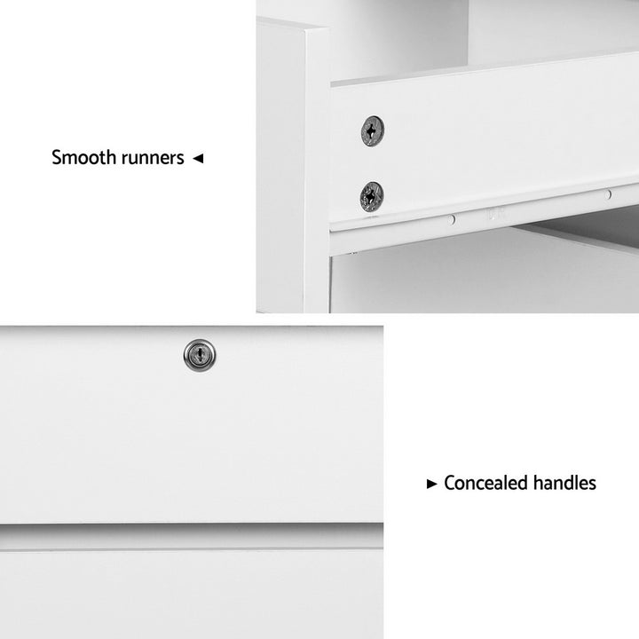 Computer Desk Office Study Table with Storage Cabinet - White - Homecoze