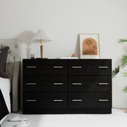 Modern 6 Drawer Lowboy Chest of Drawers Dresser Table - Black - Homecoze