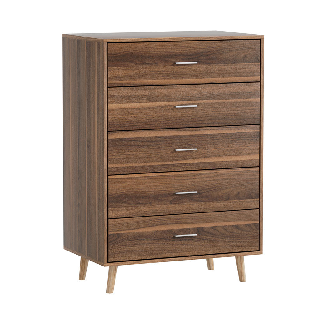 5 Drawer Compact Chest of Drawers - Walnut