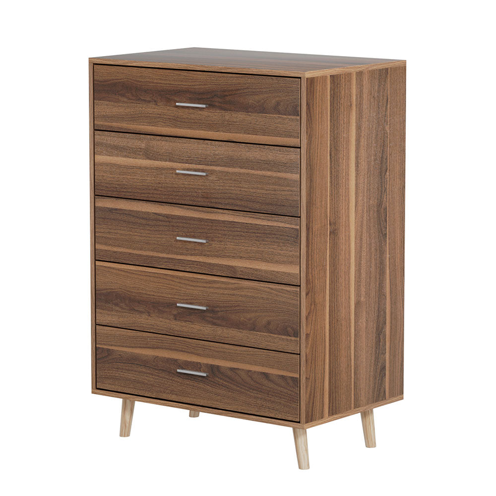 5 Drawer Compact Chest of Drawers - Walnut