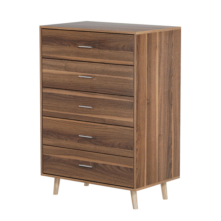 5 Drawer Compact Chest of Drawers - Walnut