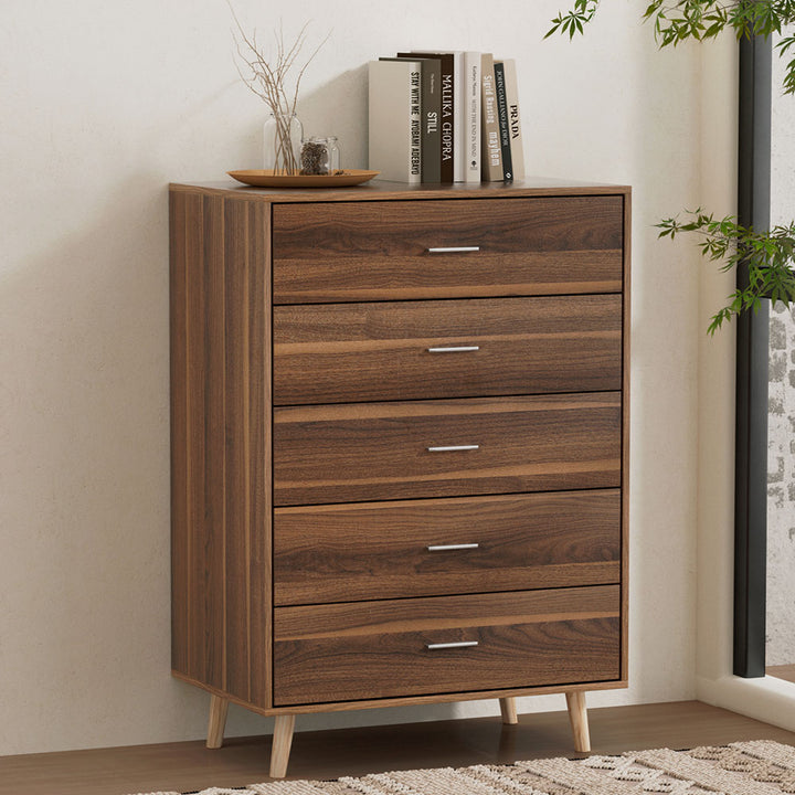 5 Drawer Compact Chest of Drawers - Walnut