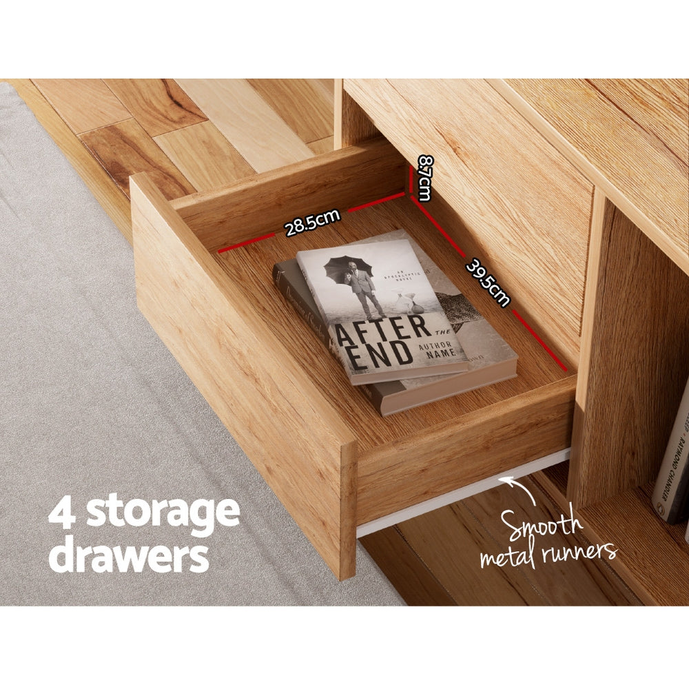 Modern Lowline Entertainment Unit TV Stand Cabinet 180cm - Pine - Homecoze