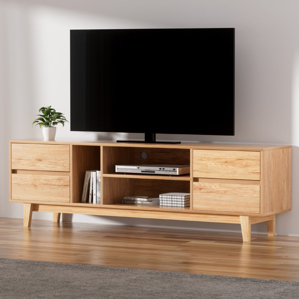 Modern Lowline Entertainment Unit TV Stand Cabinet 180cm - Pine - Homecoze