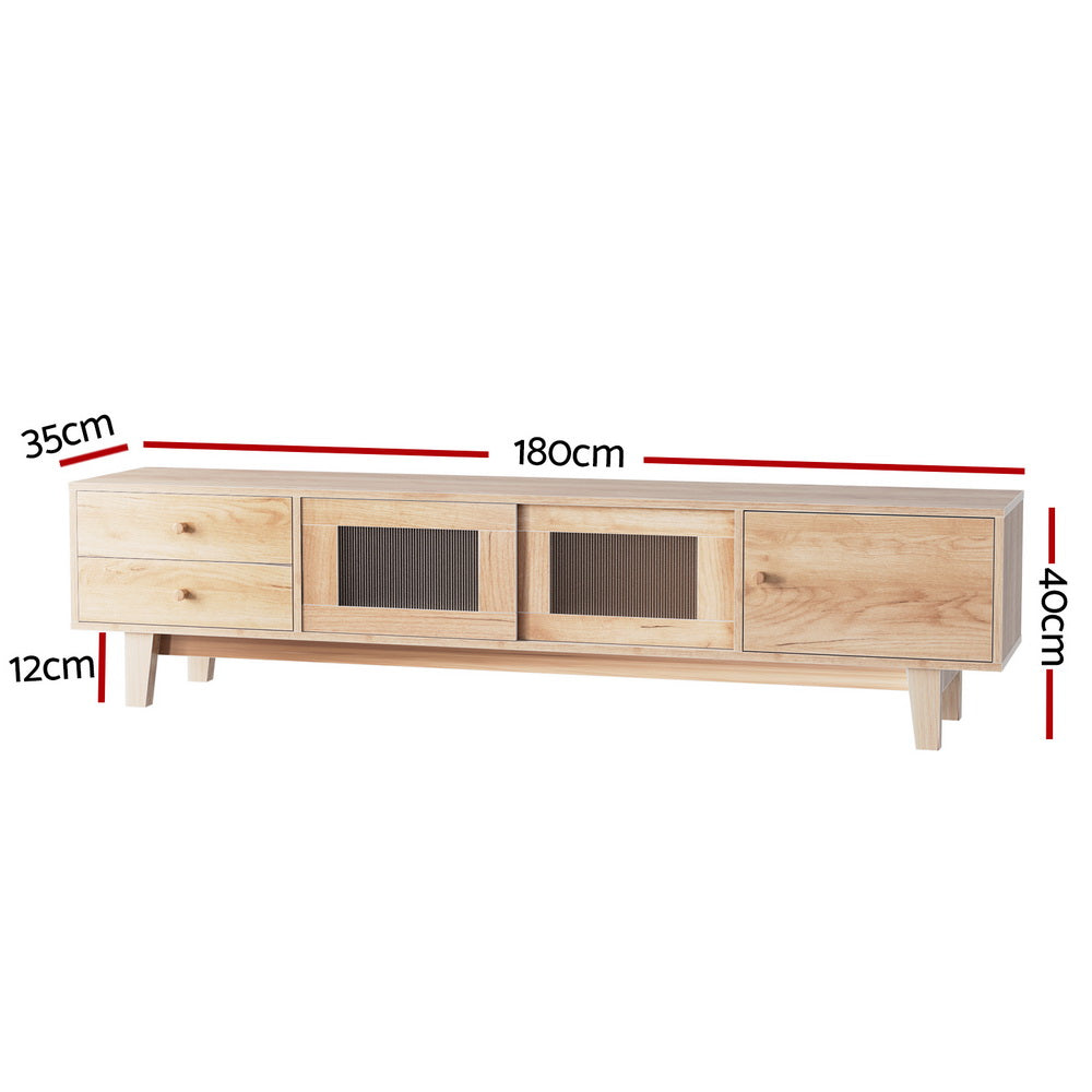 Natural TV Cabinet Entertainment Unit 180cm - Pine - Homecoze