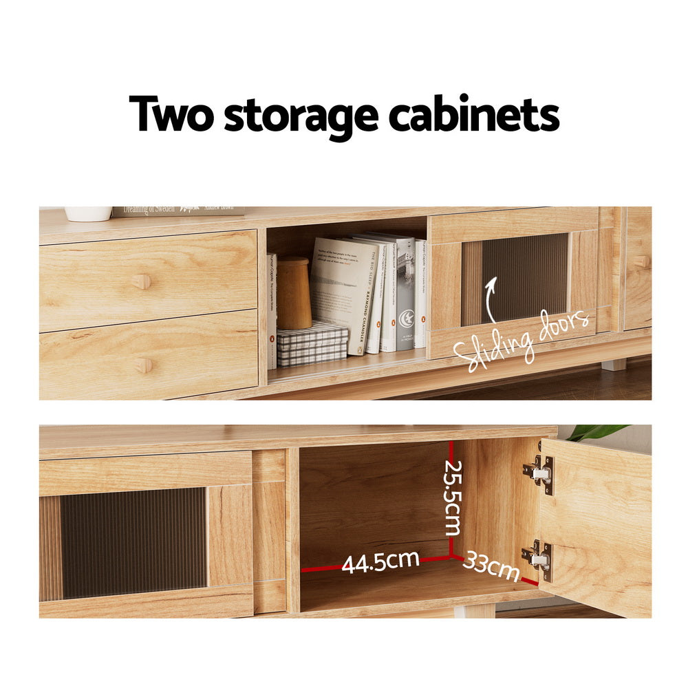 Natural TV Cabinet Entertainment Unit 180cm - Pine - Homecoze