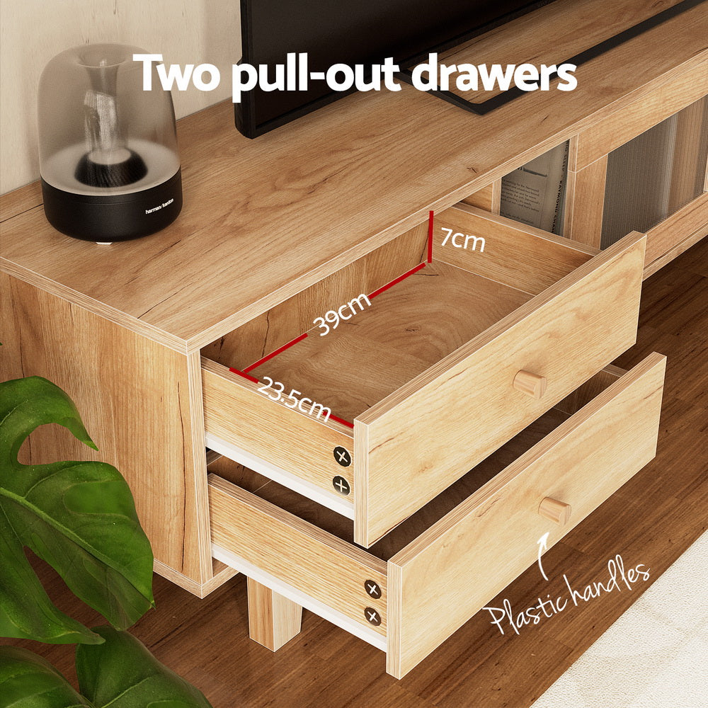 Natural TV Cabinet Entertainment Unit 180cm - Pine - Homecoze