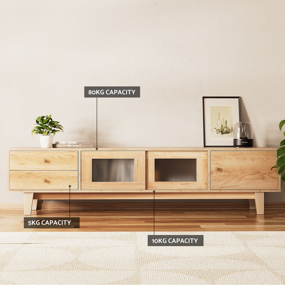 Natural TV Cabinet Entertainment Unit 180cm - Pine - Homecoze