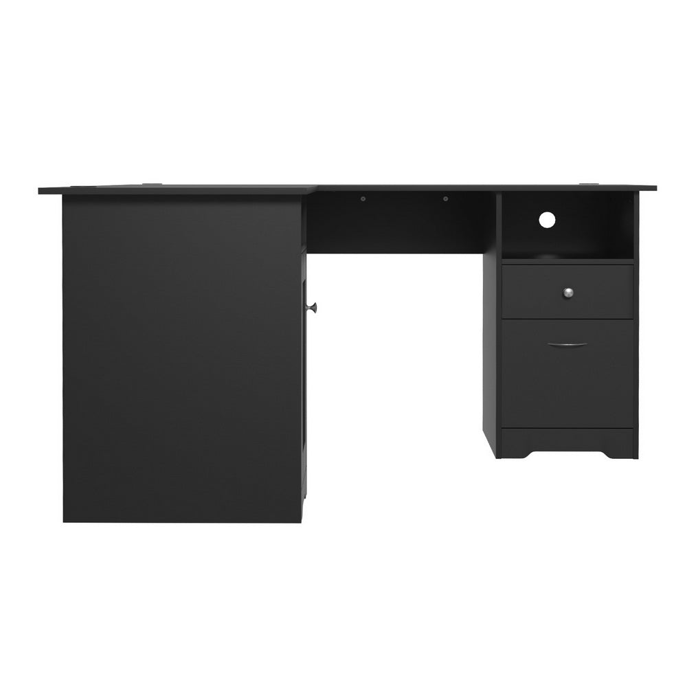 L-shaped Corner Desk with Storage - Black - Homecoze