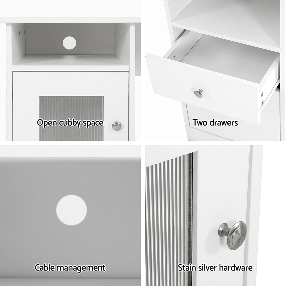 Corner L-Shape Study Desk with Storage - White - Homecoze