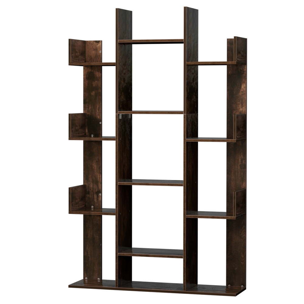Tree Inspired Rustic Brown Style Book Display Shelf - Walnut - Homecoze