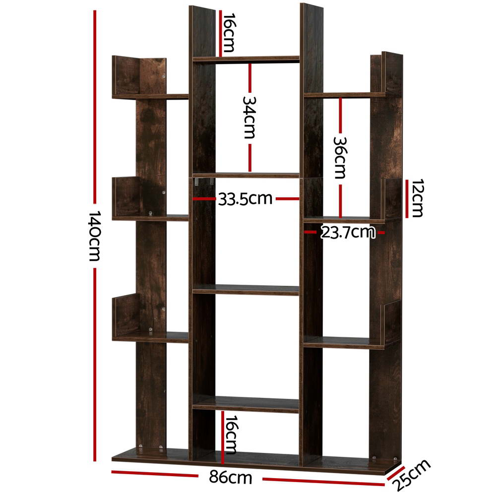 Tree Inspired Rustic Brown Style Book Display Shelf - Walnut - Homecoze