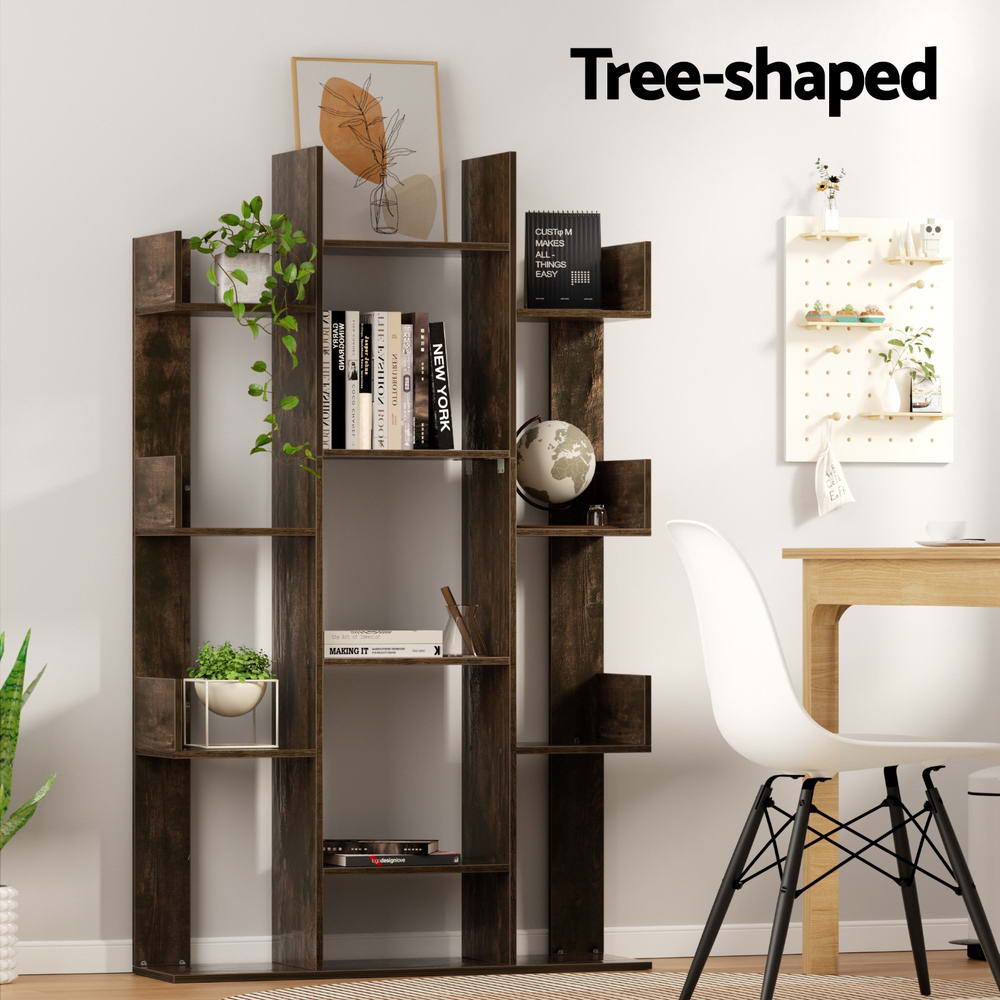 Tree Inspired Rustic Brown Style Book Display Shelf - Walnut - Homecoze