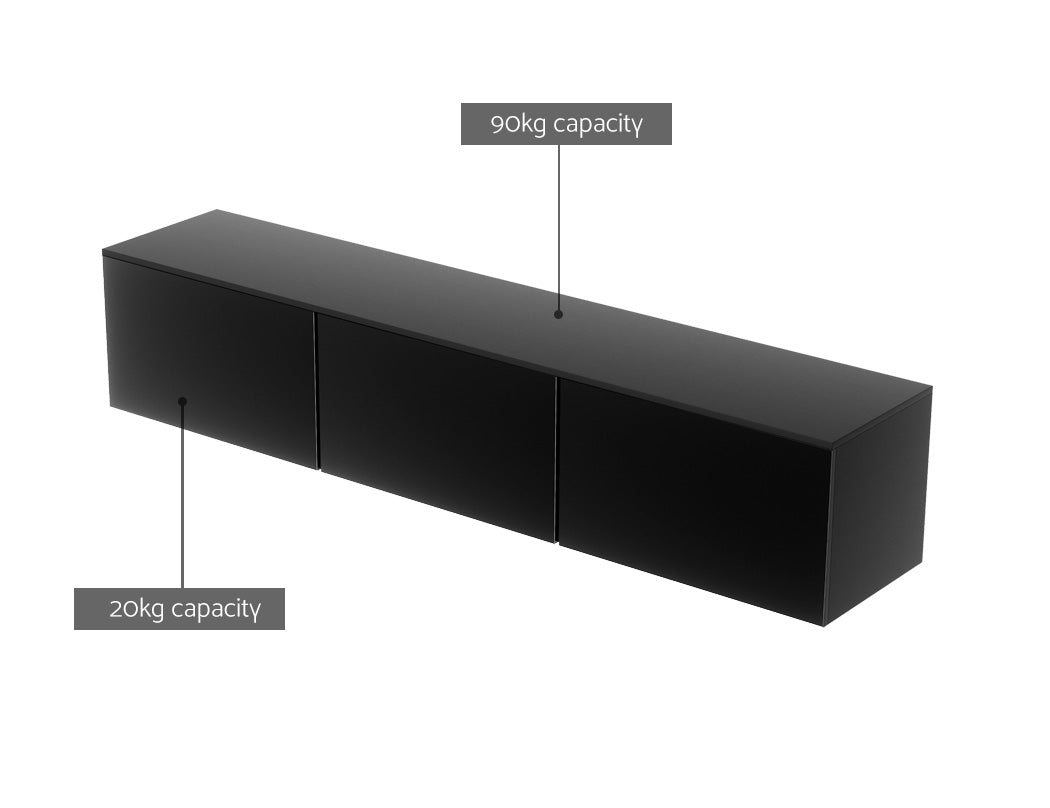 Ultra Modern Floating Entertainment Unit TV Stand High Gloss 200cm - Black - Homecoze