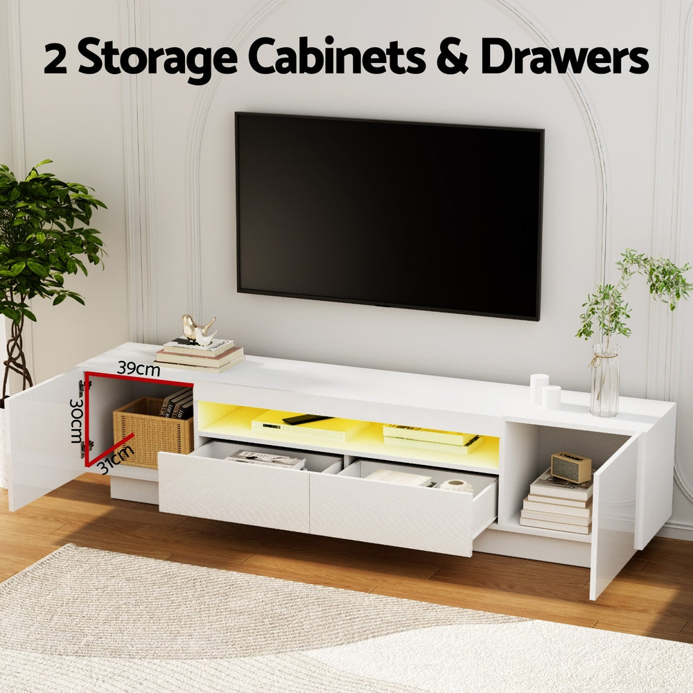 Artiss TV Unit Entertainment Unit Storage Drawer RGB LED 180cm White - Homecoze