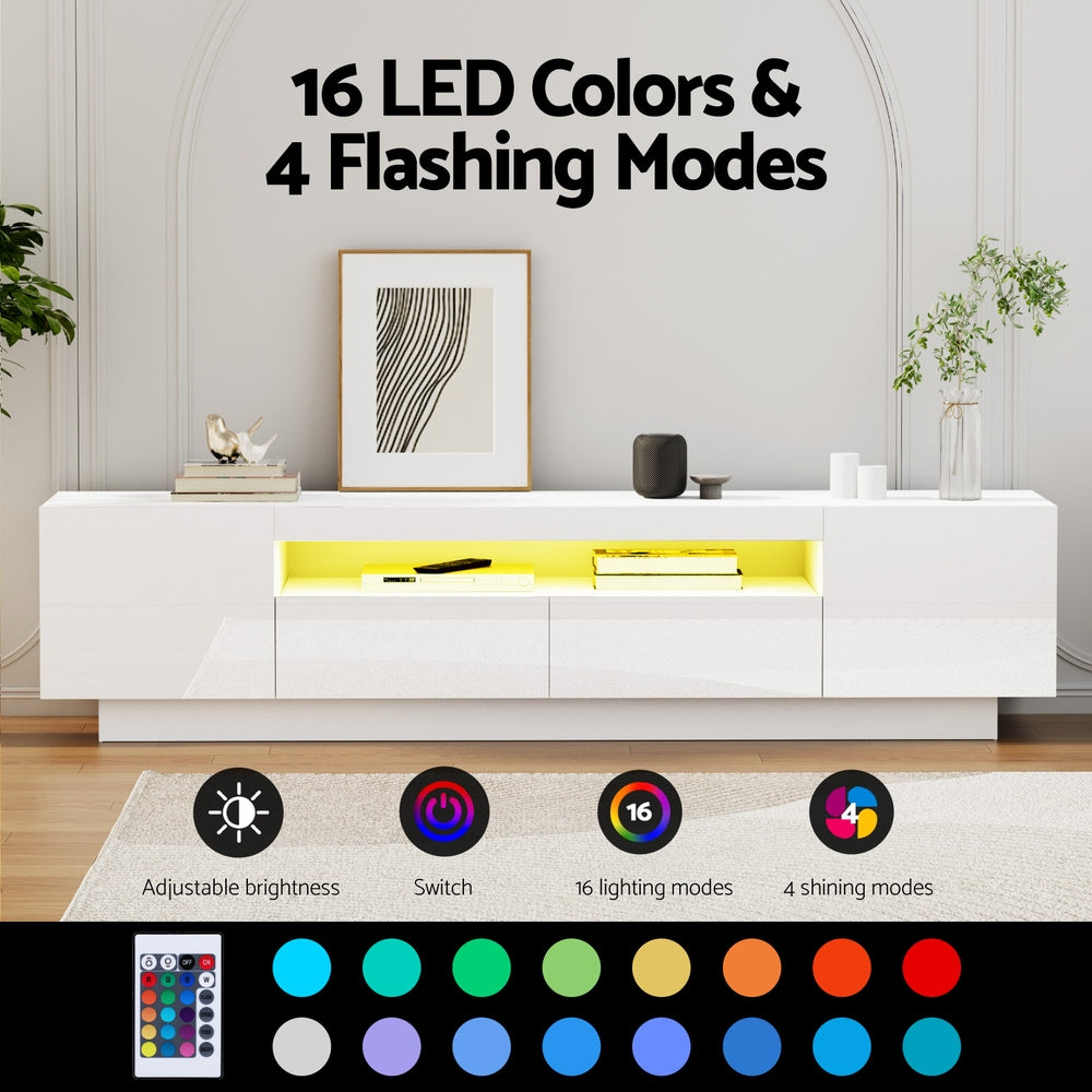 Artiss TV Unit Entertainment Unit Storage Drawer RGB LED 180cm White - Homecoze