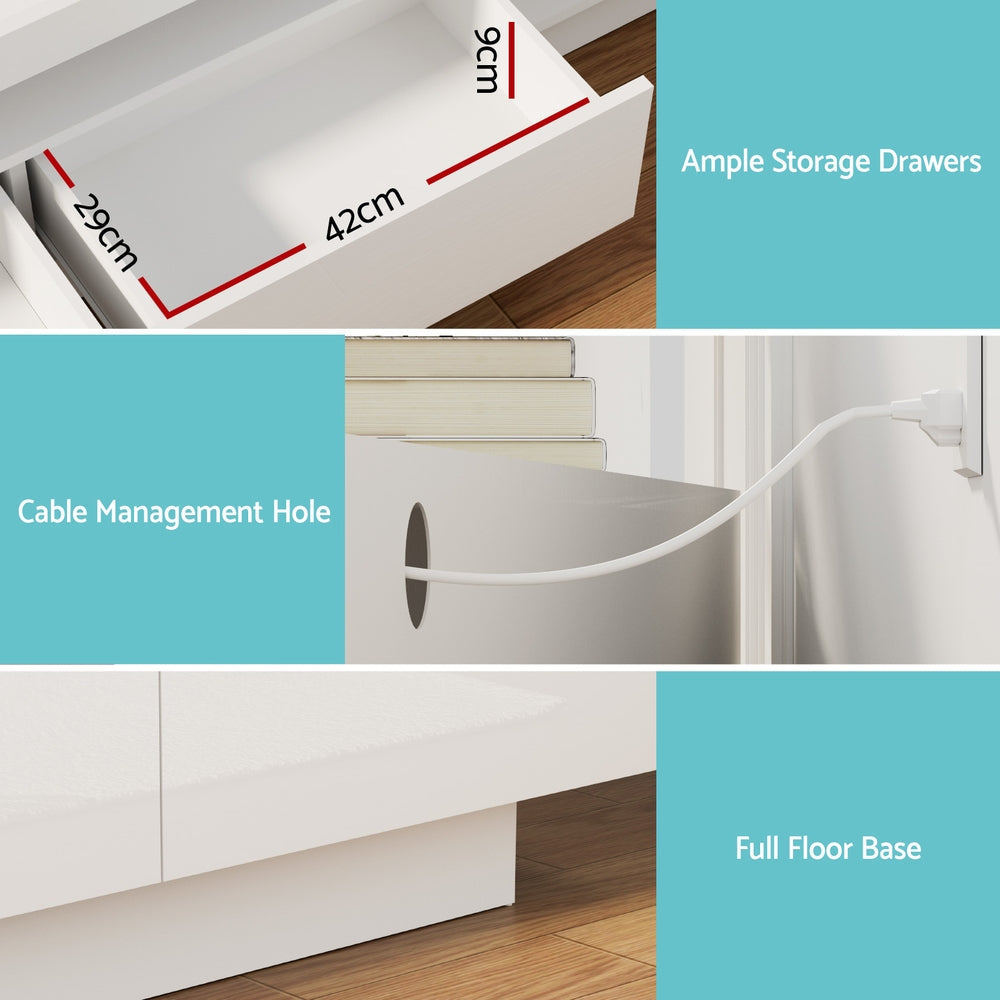 Artiss TV Unit Entertainment Unit Storage Drawer RGB LED 180cm White - Homecoze