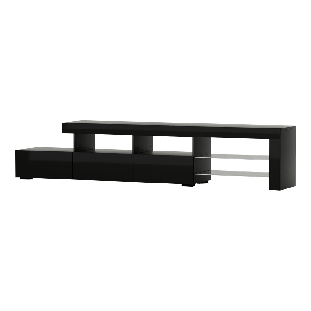 Modern TV Cabinet Entertainment Unit with LED 215cm - Black - Homecoze