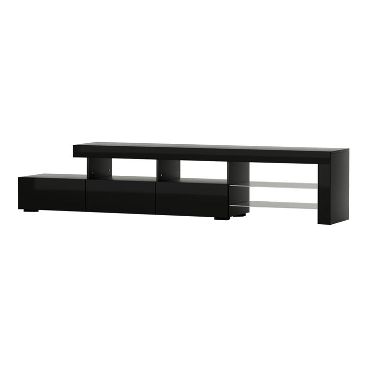 Modern TV Cabinet Entertainment Unit with LED 215cm - Black