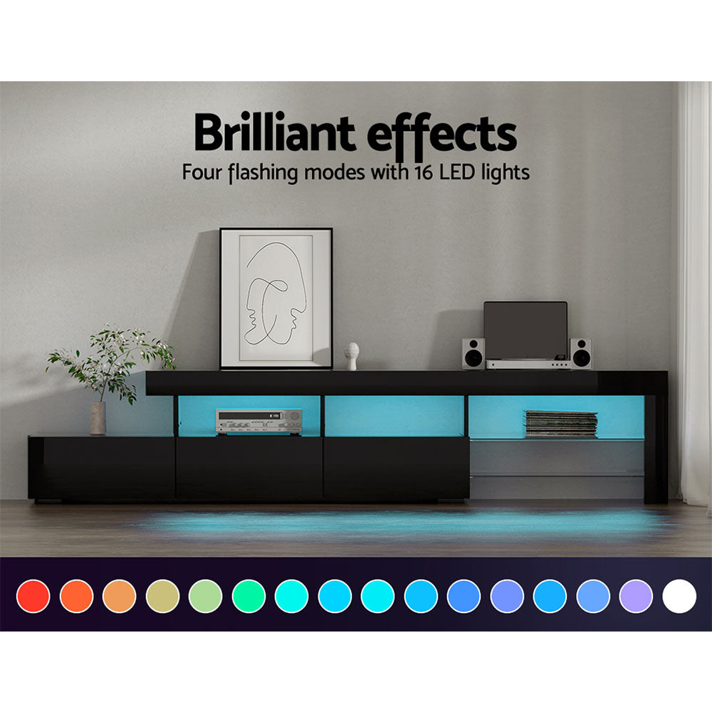 Modern TV Cabinet Entertainment Unit with LED 215cm - Black - Homecoze