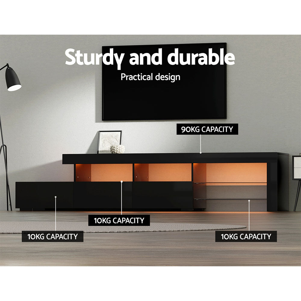 Modern TV Cabinet Entertainment Unit with LED 215cm - Black - Homecoze